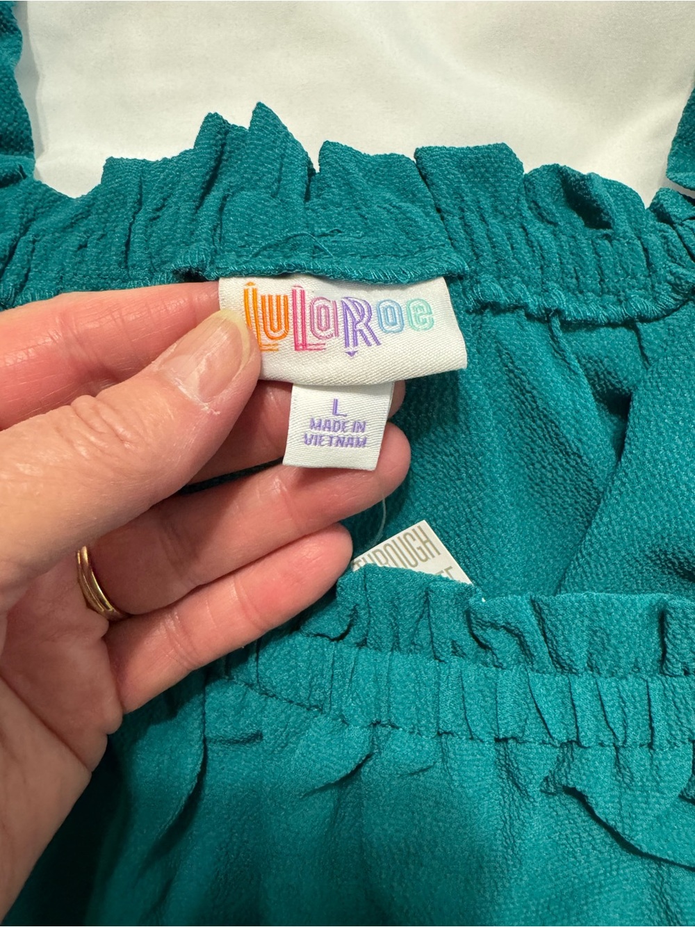 LuLaRoe Daisy Top Teal Ruffle Strap Blouse NWT Size Large - Picture 2 of 5